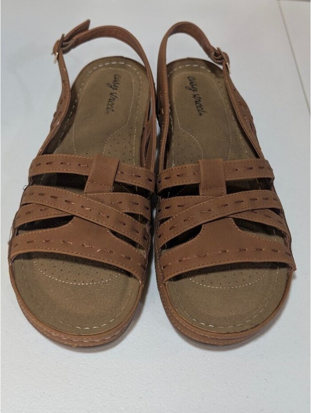 Easy Street Kehlani Women's Size 12M Tan Comfort Strappy Sandals Slingback New